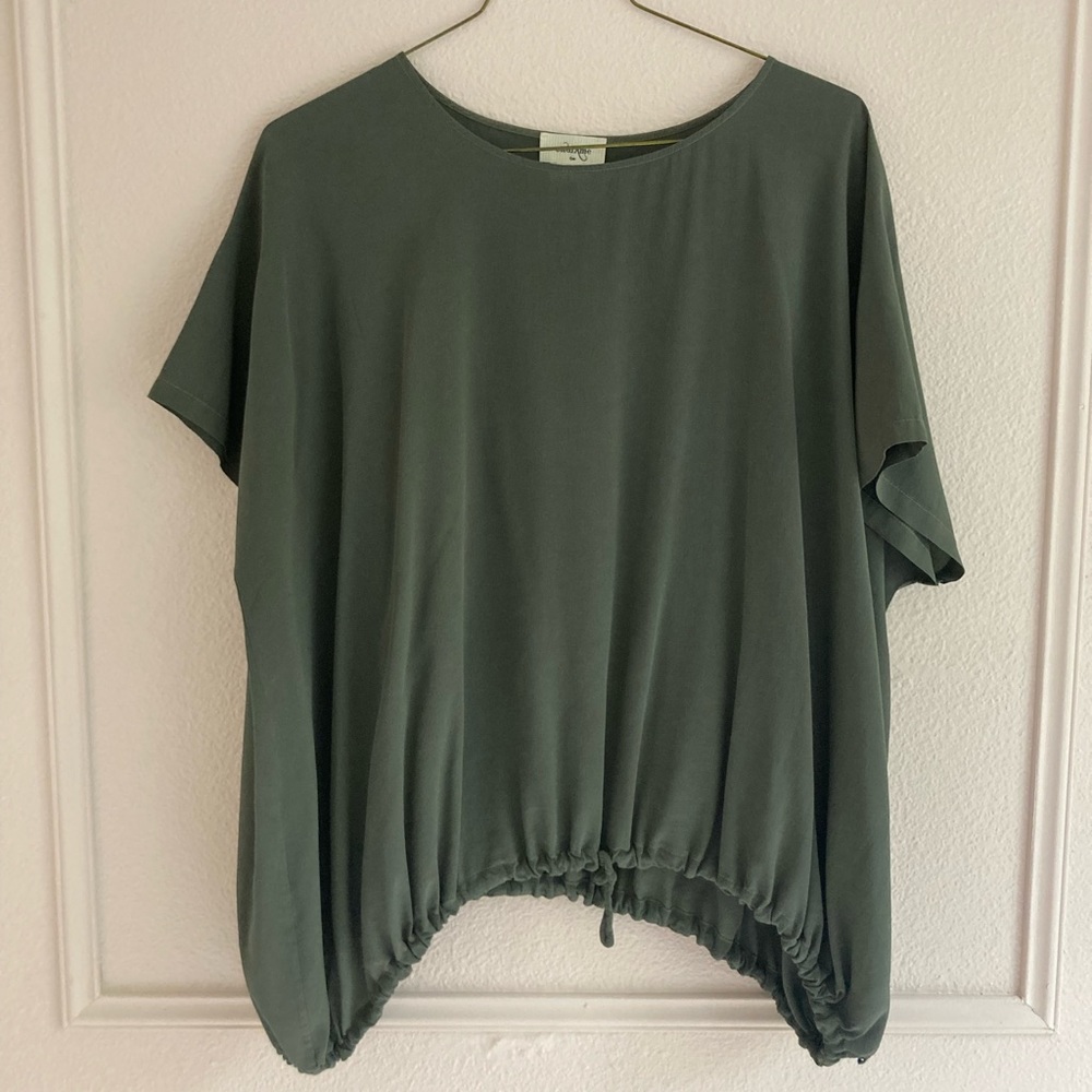 OTTOD’AME flowy green blouse with tie bottom hem. Great condition.